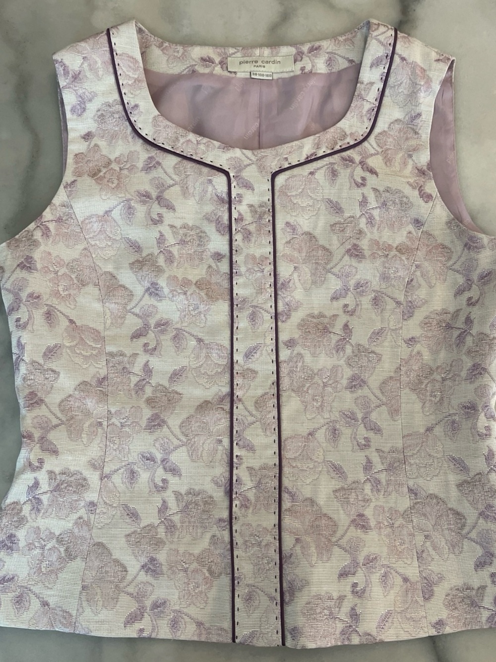 Pierre Cardin Lavender Floral Jacquard Blazer with Contrast Piping - Picture 3 of 8